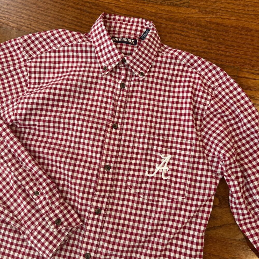 University of Alabama Gingham Long Sleeve Button Down Size Large Embroidered  A - Picture 4 of 12